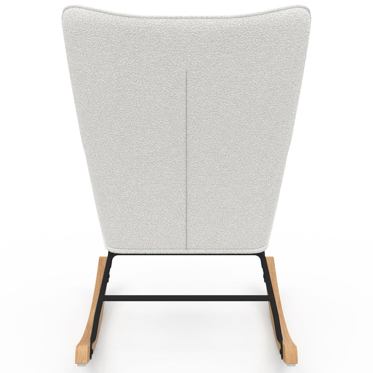 ID MARKET Fauteuil scandinave IVAR en tissu à bascule bouclette blanc