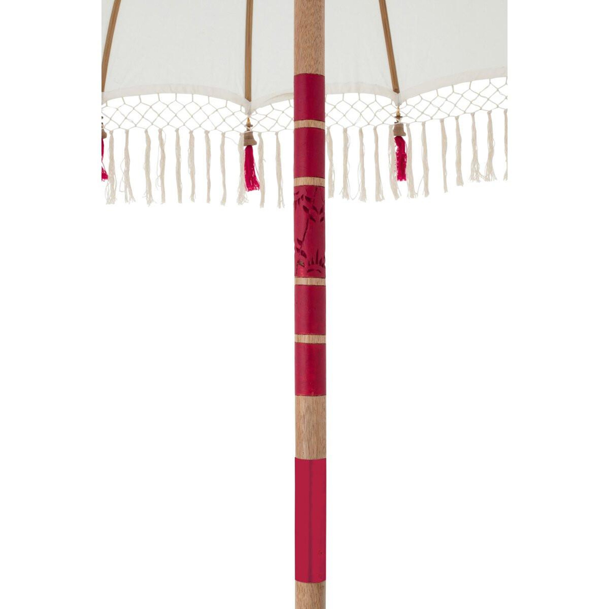 Voir la diapositive 5 : J-LINE Parasol Rond à Franges  Flavie  180cm Écru & Rose