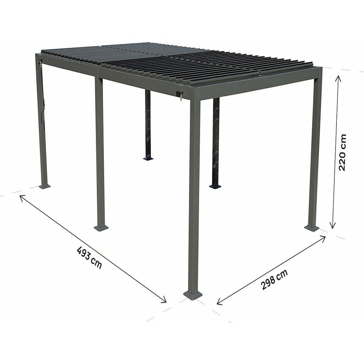 Habitat et Jardin Pergola bioclimatique autoportante en aluminium  Kensington  - 3 x 5 m - Gris