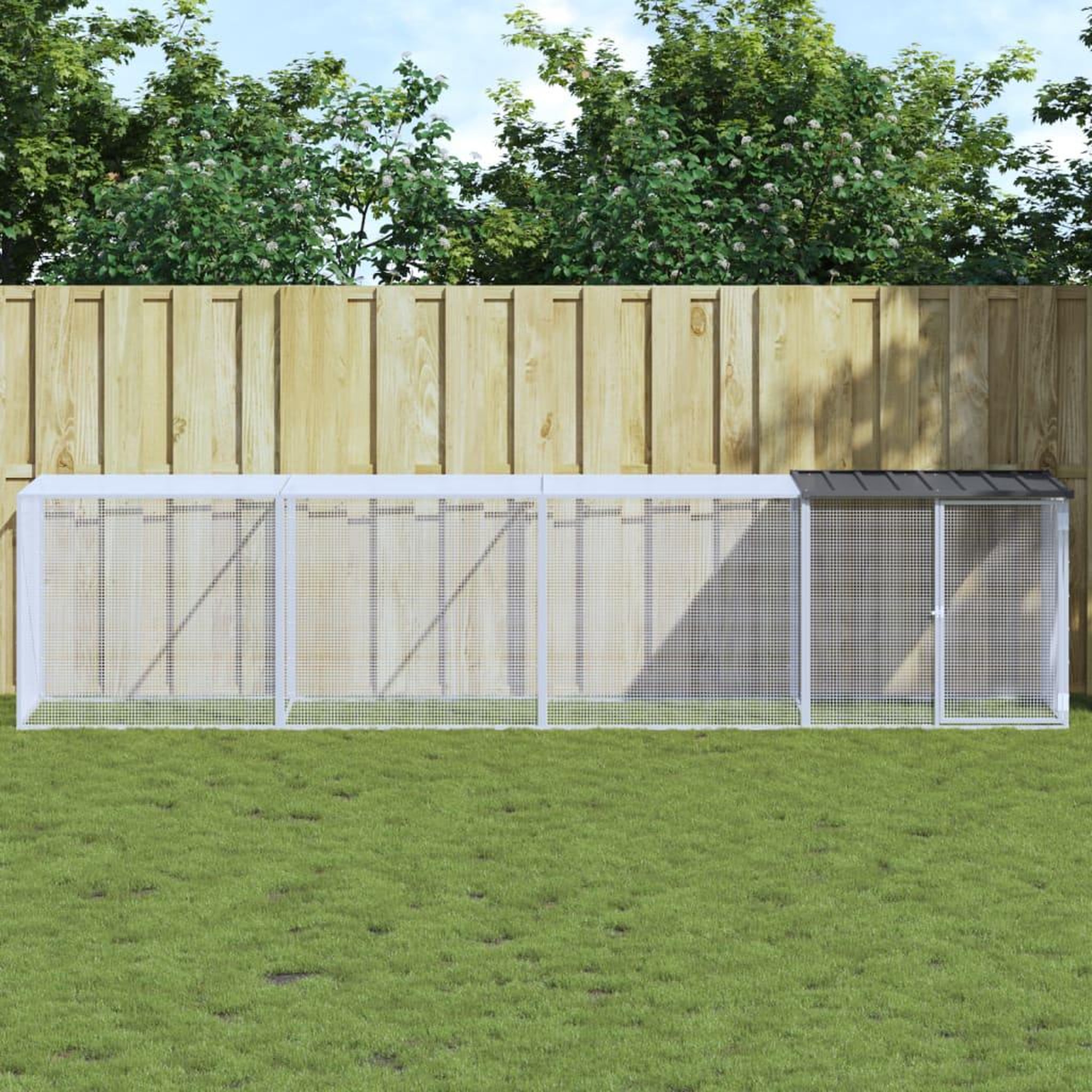VIDAXL Poulailler avec toit anthracite 403x98x90 cm acier galvanise