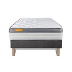 SEPTNUITS Matelas + sommier gris Memo Zen Mousse à mémoire de forme 5 zones de confort MAXI épaisseur. Coloris disponibles : Gris