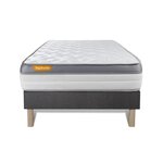 SEPTNUITS Matelas + sommier gris Memo Zen Mousse à mémoire de forme 5 zones de confort MAXI épaisseur. Coloris disponibles : Gris