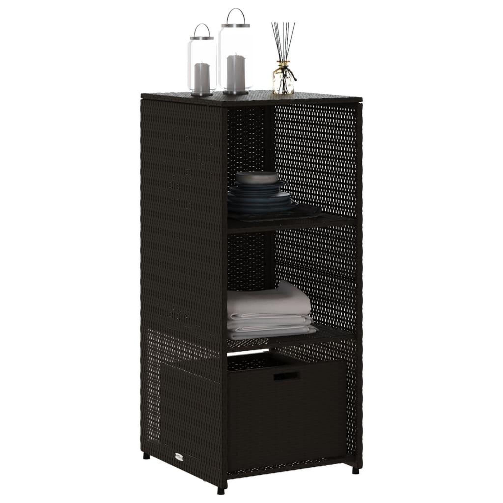 Voir la diapositive 4 : VIDAXL Armoire de rangement de jardin noir 50x55x115 cm resine tressee