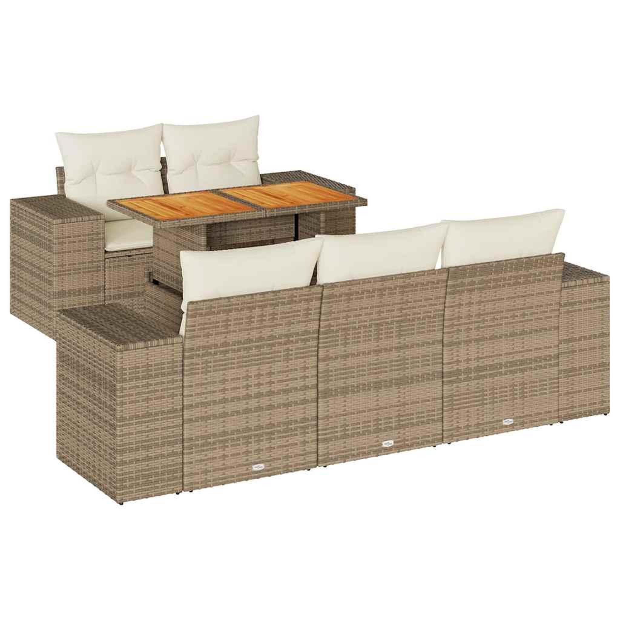 Voir la diapositive 2 : VIDAXL Salon de jardin avec coussins 6 pcs beige resine tressee