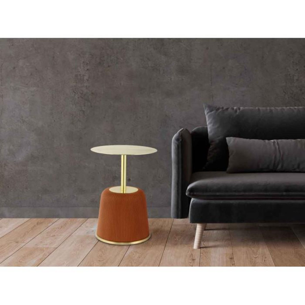 Paris Prix Table d'Appoint Design  Jokai  60cm Cognac & Or