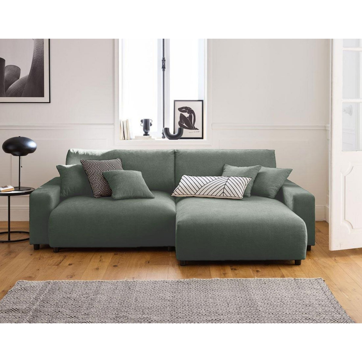 LISA DESIGN Pivoine - canapé d'angle réversible - 4 places - convertible avec coffre - en velours texturé