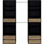 MARKET24 Dressing Kit dressing 2 colonnes + 2 penderies + 6 tiroirs - Décor Noir et Chene - L 177 x P 48 H 200,2 cm - COMBI