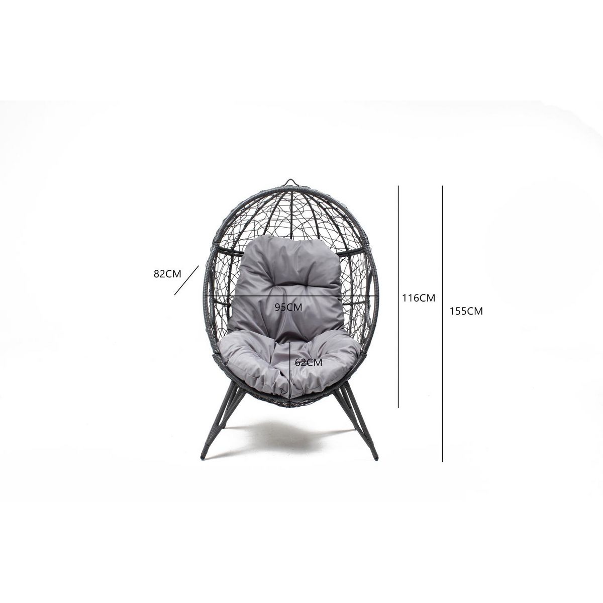 CONCEPT USINE Fauteuil œuf sur pied en résine gris effet rotin JANE