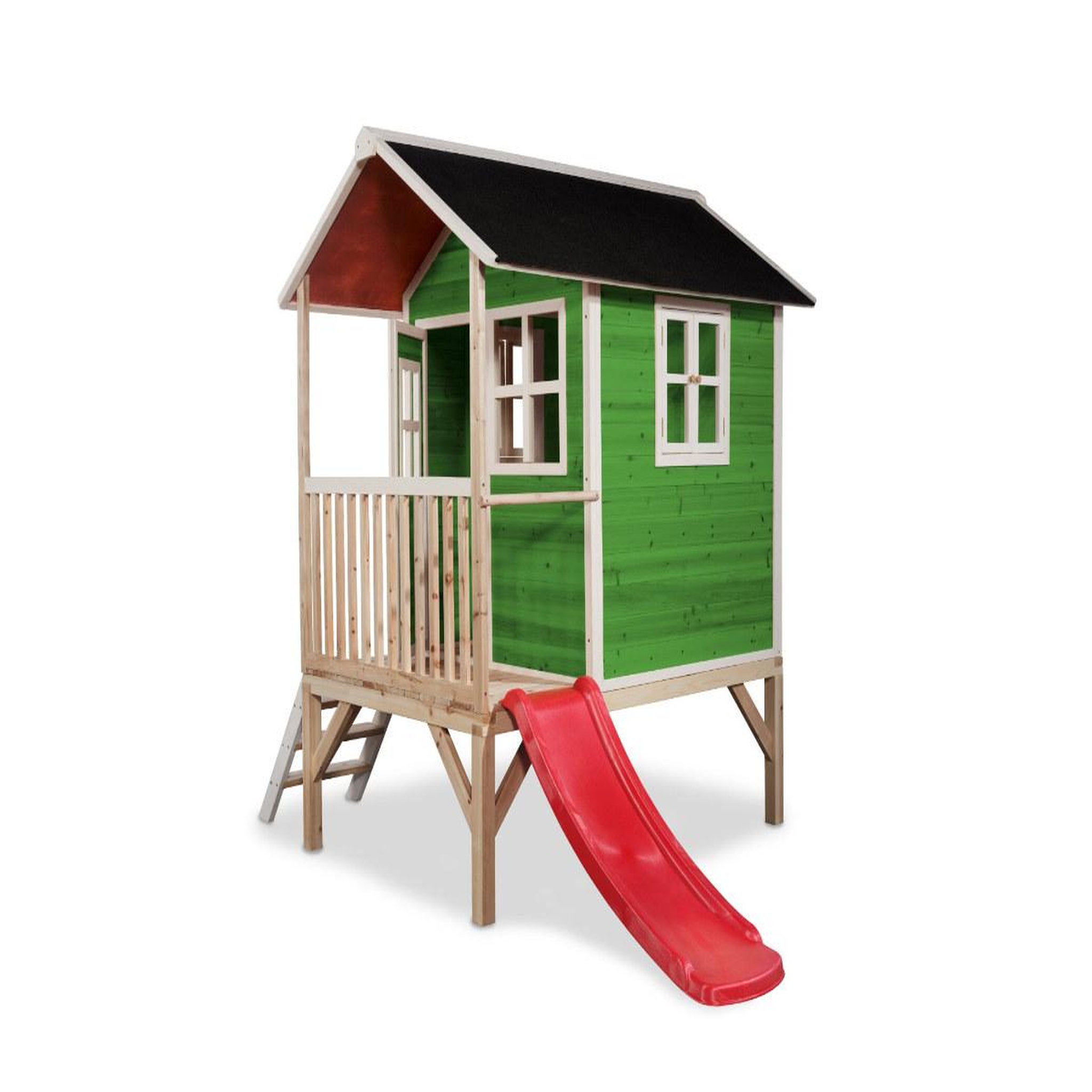 Voir la diapositive 2 : EXIT TOYS Maisonnette en bois pour enfants loft 300 vert - exit toys