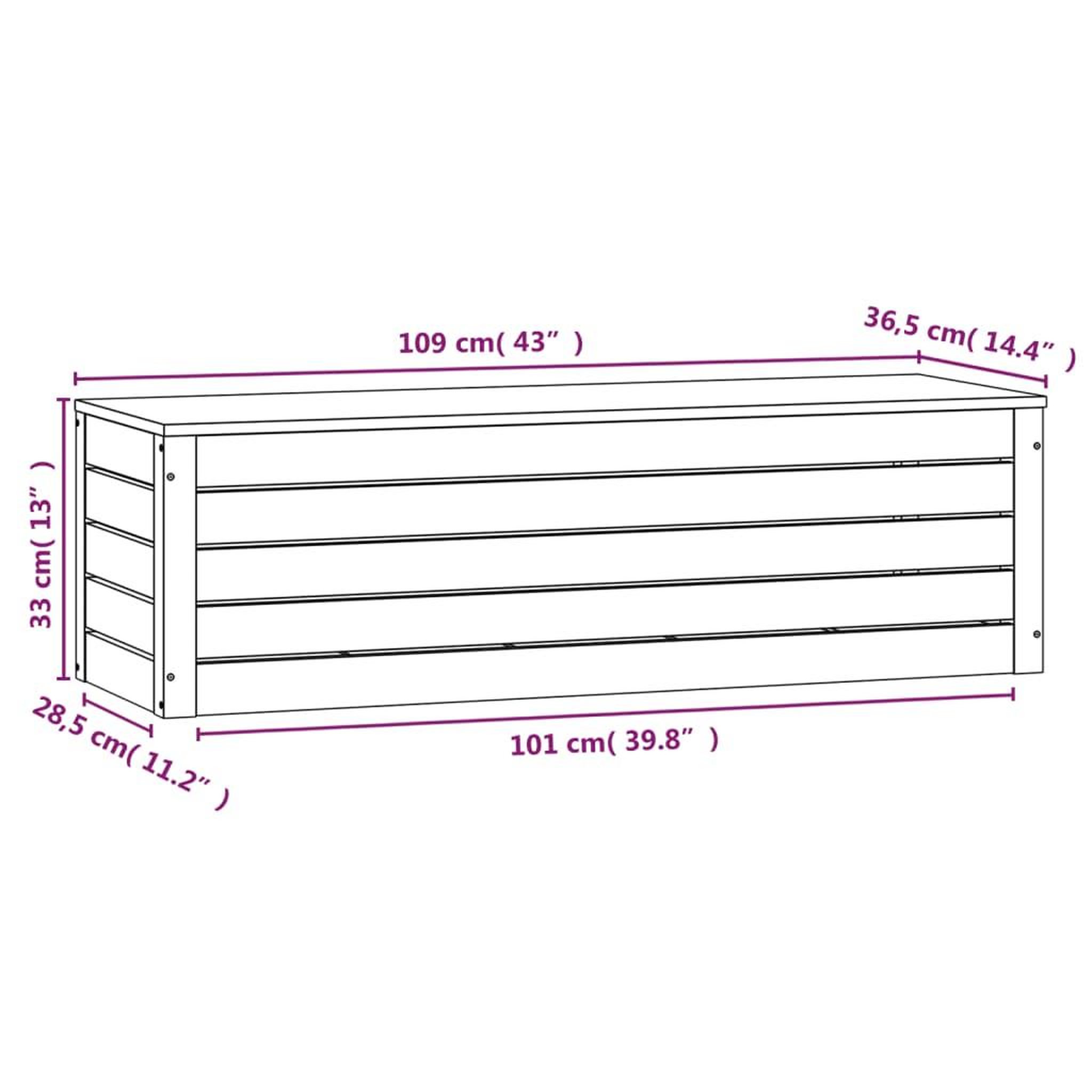 Voir la diapositive 6 : VIDAXL Boîte de rangement Blanc 109x36,5x33 cm Bois massif de pin