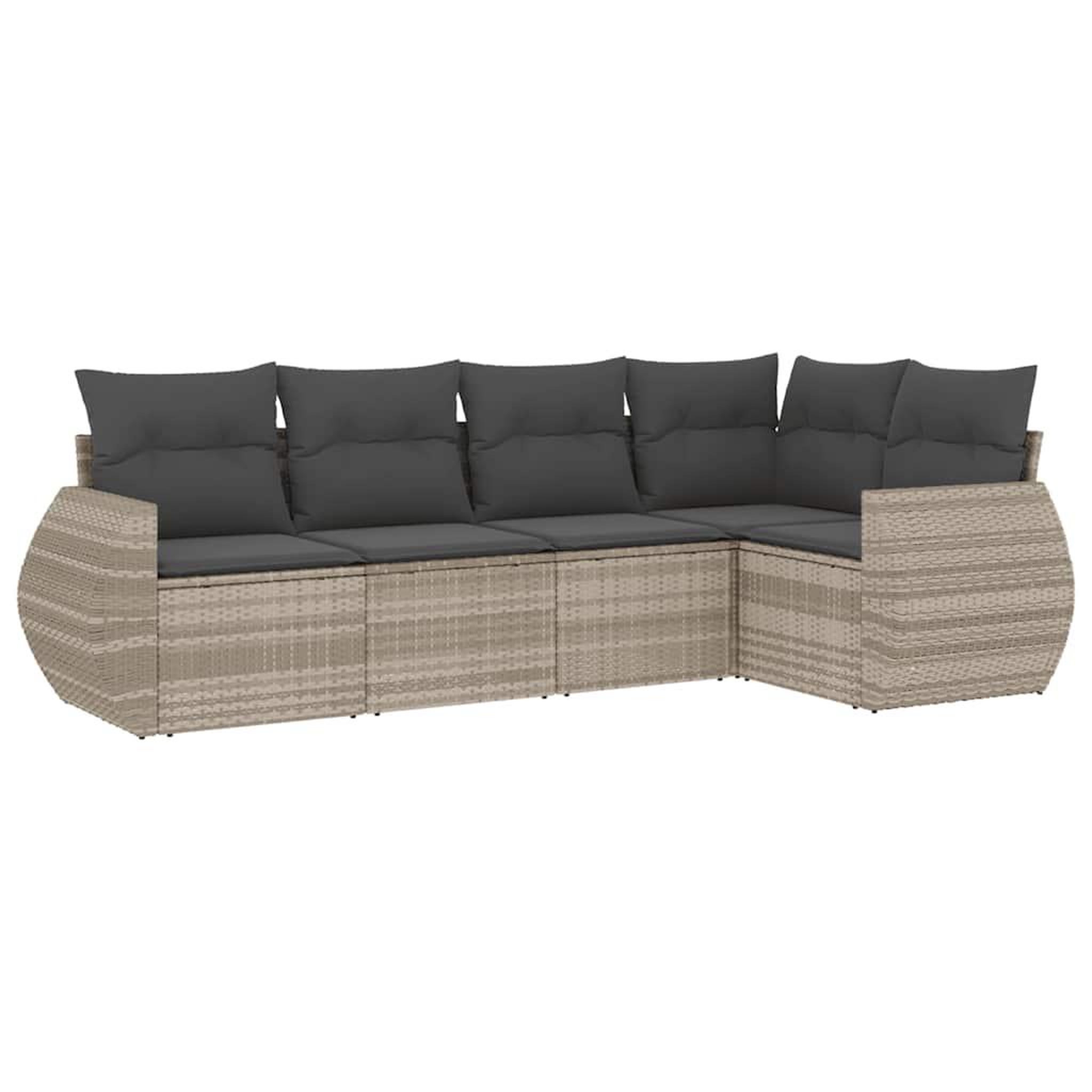 Voir la diapositive 2 : VIDAXL Salon de jardin 5 pcs avec coussins gris clair resine tressee
