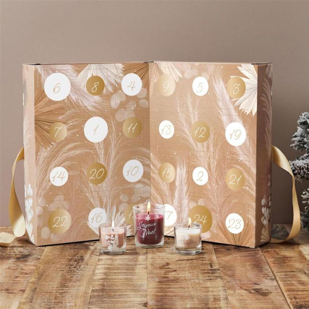 Paris Prix Calendrier de l'Avent 24 Bougies Parfumées  Nature  30cm Marron