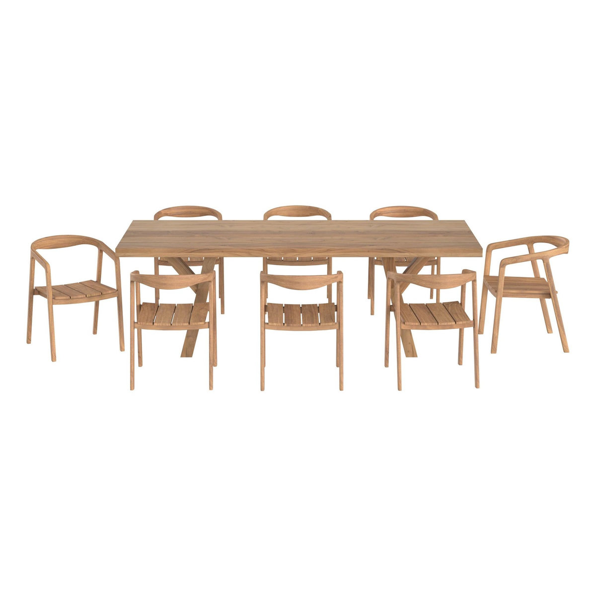Rendez vous déco Table et chaises de jardin 8 personnes en teck massif-Soraya