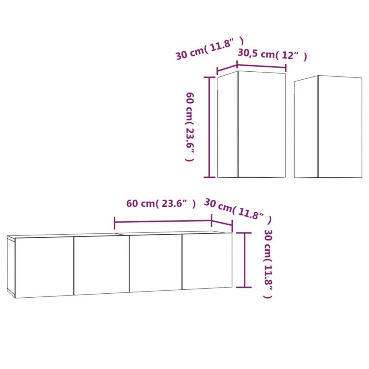 VIDAXL Ensemble de meubles TV 4 pcs Chene fume Bois d'ingenierie