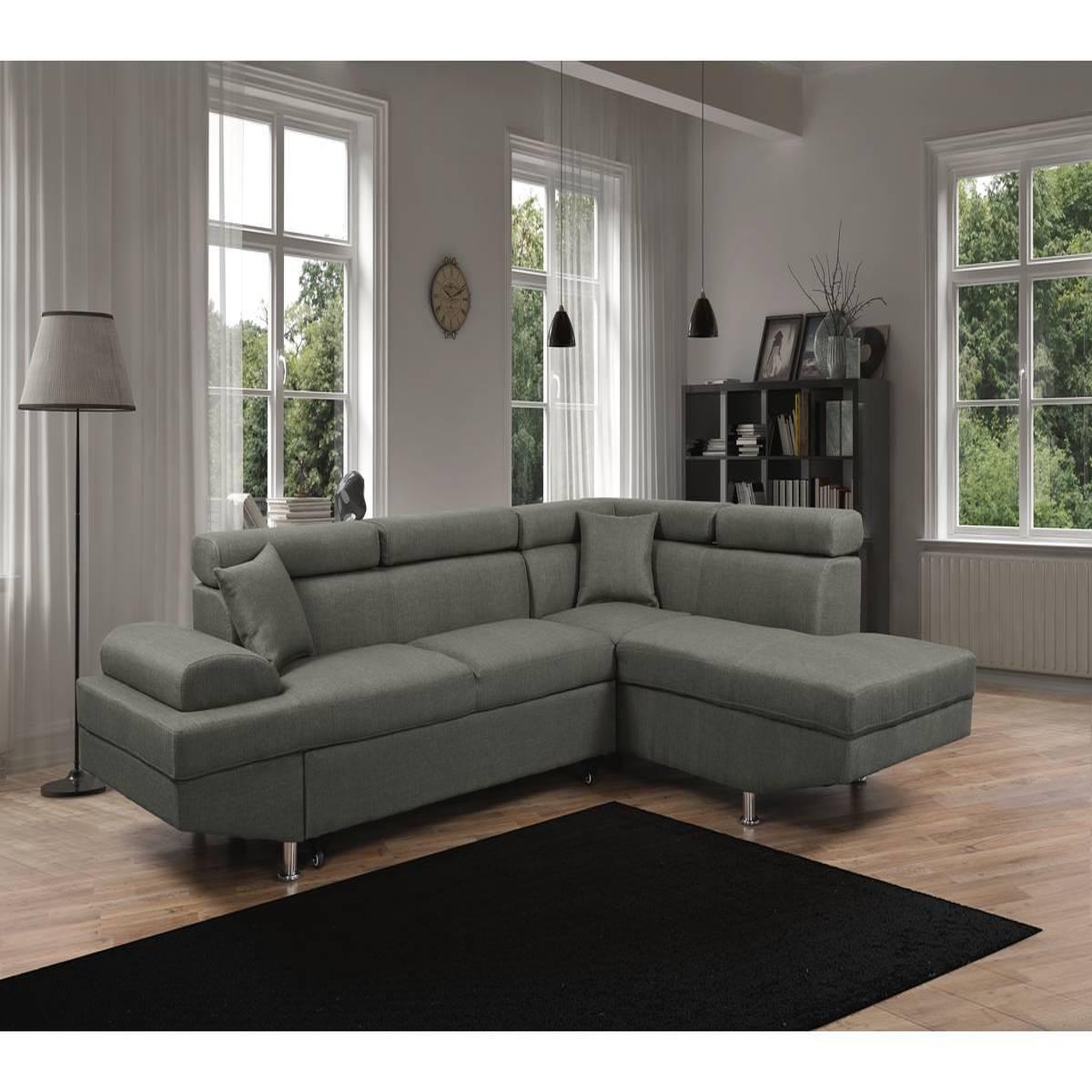 Voir la diapositive 2 : Habitat et Jardin Canapé d'angle  Sophia luxe  - 265 x 190.5 x 80/91 cm - Gris - Angle droit