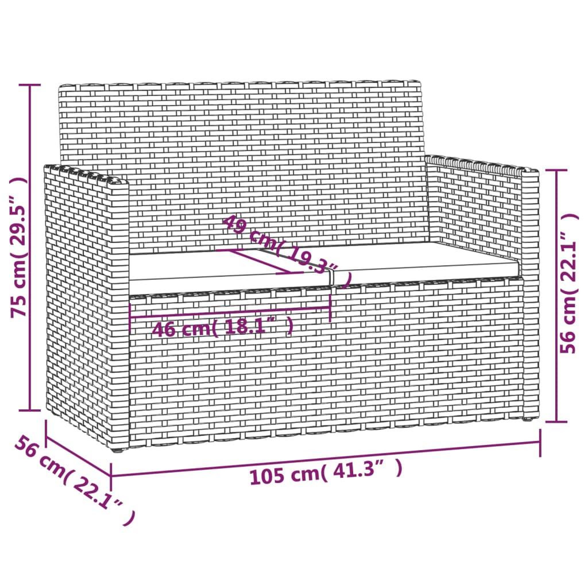 Voir la diapositive 6 : VIDAXL Banc de jardin avec coussins Gris 105 cm Resine tressee
