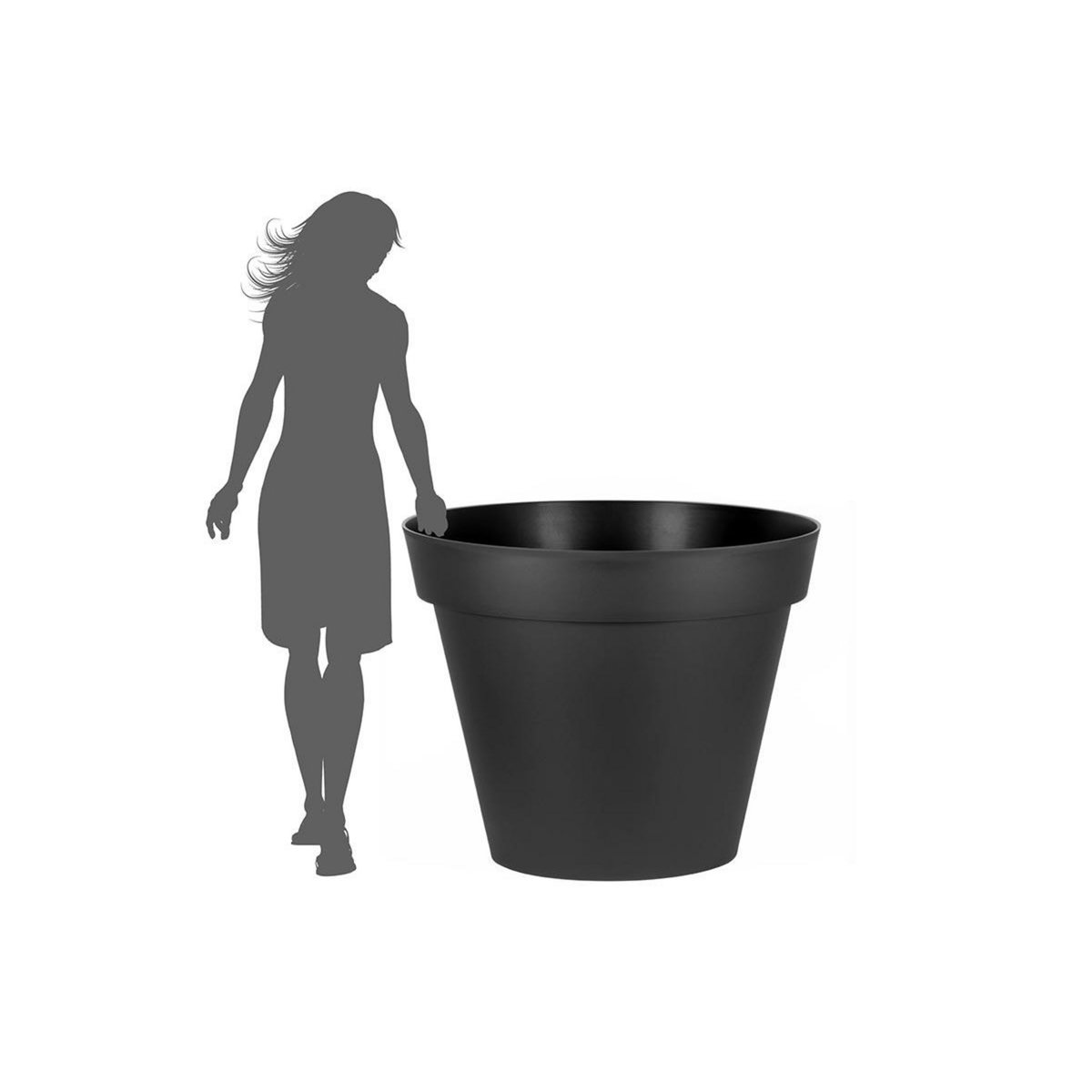 Eda Pot de fleur rond Toscane Ø 100 x H.79 cm - Anthracite - Eda