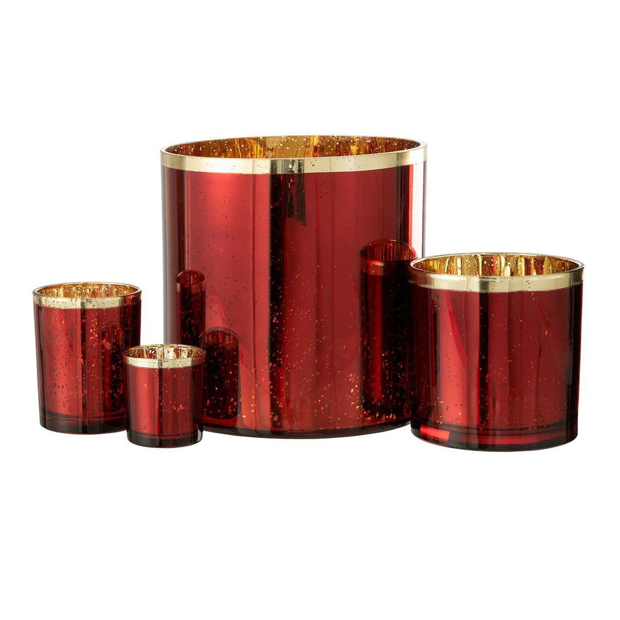 Voir la diapositive 4 : J-LINE Photophore Design en Verre  Robby  15cm Rouge