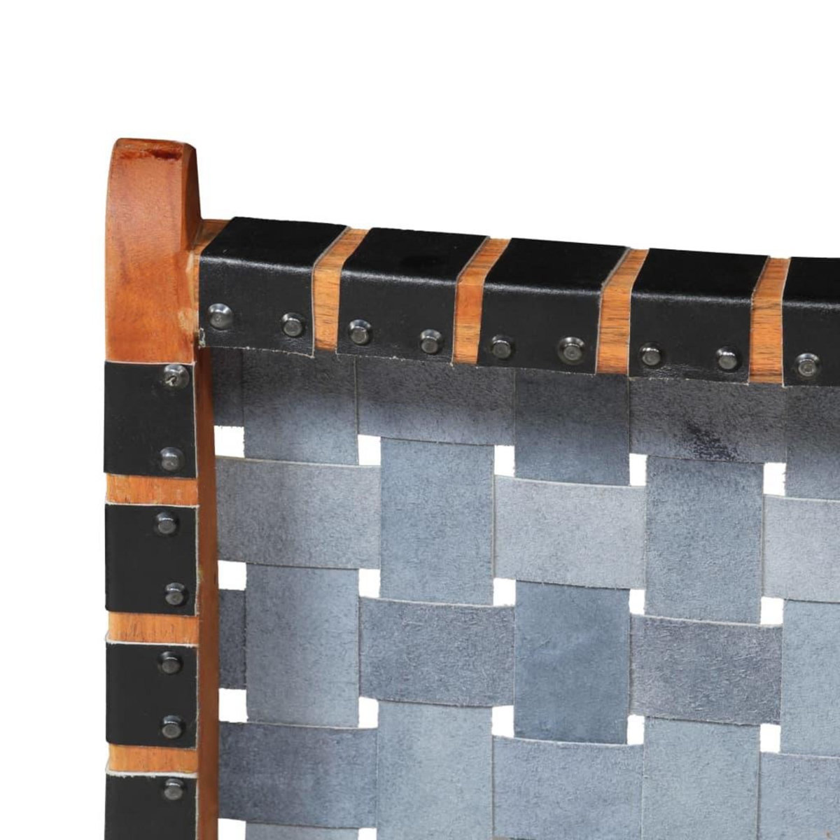 VIDAXL Chaise pliable bandes croisees noir cuir veritable