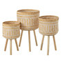 Voir la diapositive 1 : Paris Prix Lot de 3 Cache-Pots sur Pied  Baudoin  66cm Naturel & Blanc