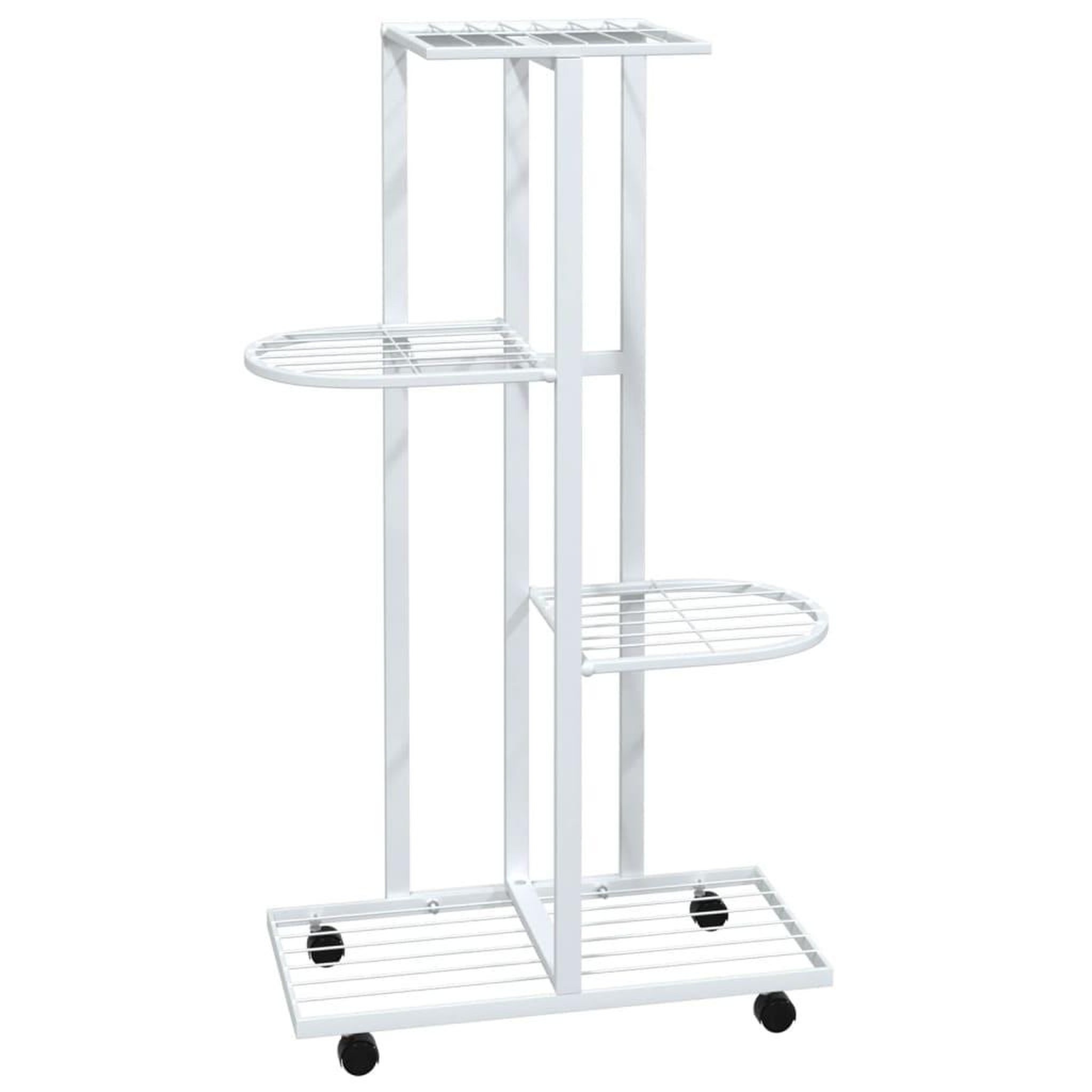 Voir la diapositive 2 : VIDAXL Jardiniere a 4 niveaux avec roues 44x23x80 cm Blanc Fer