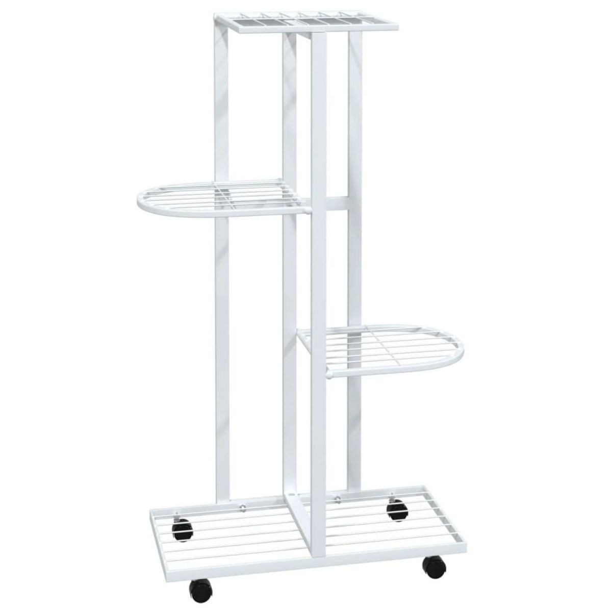 VIDAXL Jardiniere a 4 niveaux avec roues 44x23x80 cm Blanc Fer