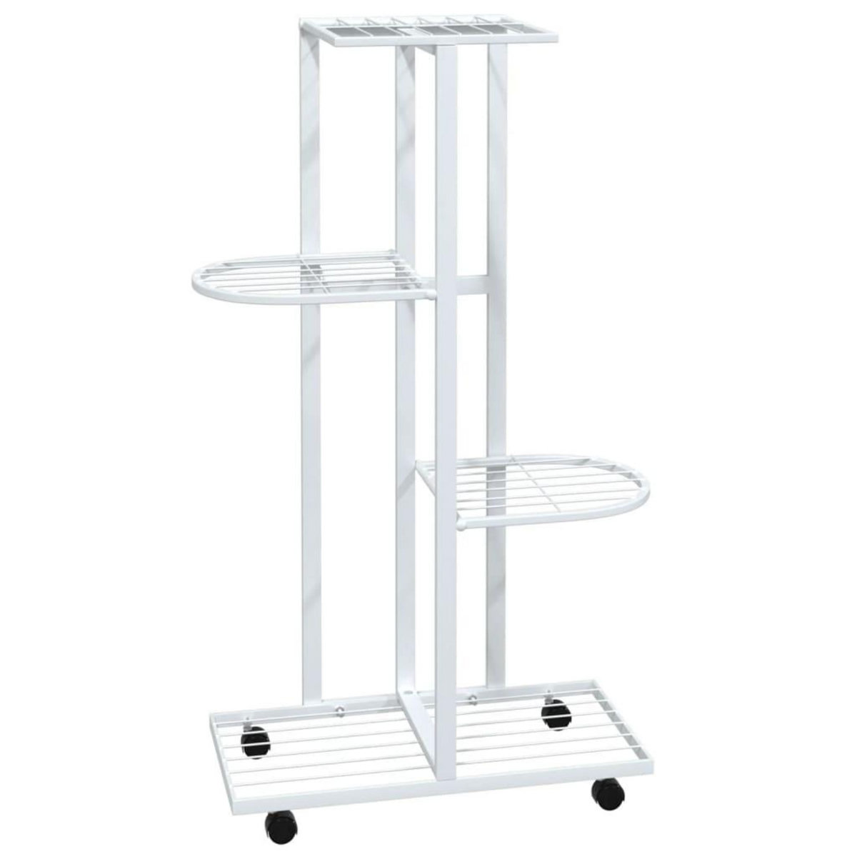 VIDAXL Jardiniere a 4 niveaux avec roues 44x23x80 cm Blanc Fer