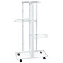 Voir la diapositive 2 : VIDAXL Jardiniere a 4 niveaux avec roues 44x23x80 cm Blanc Fer