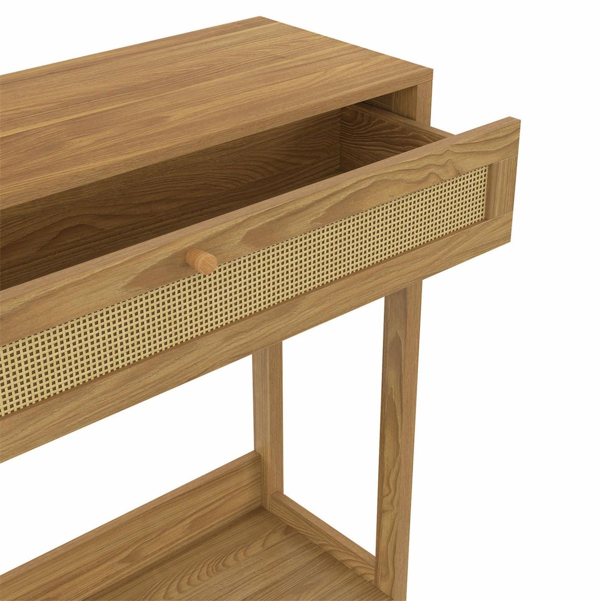 ID MARKET Console 1 tiroir HANAE effet naturel cannage