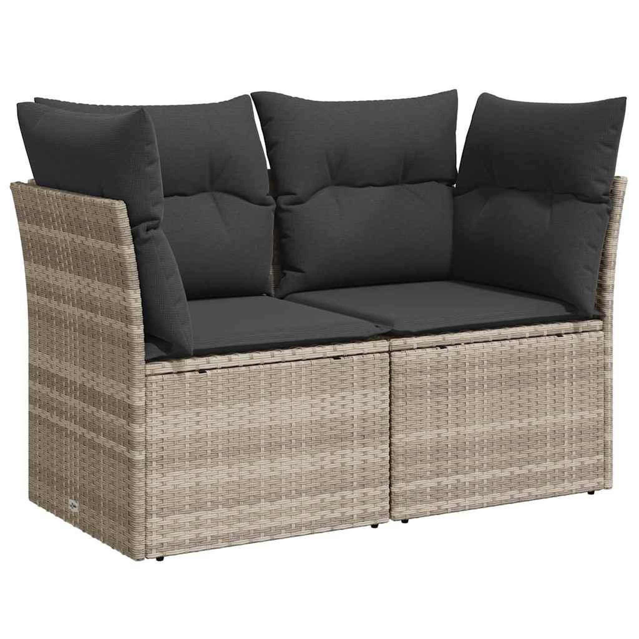 Voir la diapositive 2 : VIDAXL Canape de jardin 2 places et coussins gris clair resine tressee