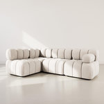 LISA DESIGN Ruby - canapé modulable d'angle gauche 5 places en velours texturé. Coloris disponibles : Orange, Beige, Gris, Bleu, Noir