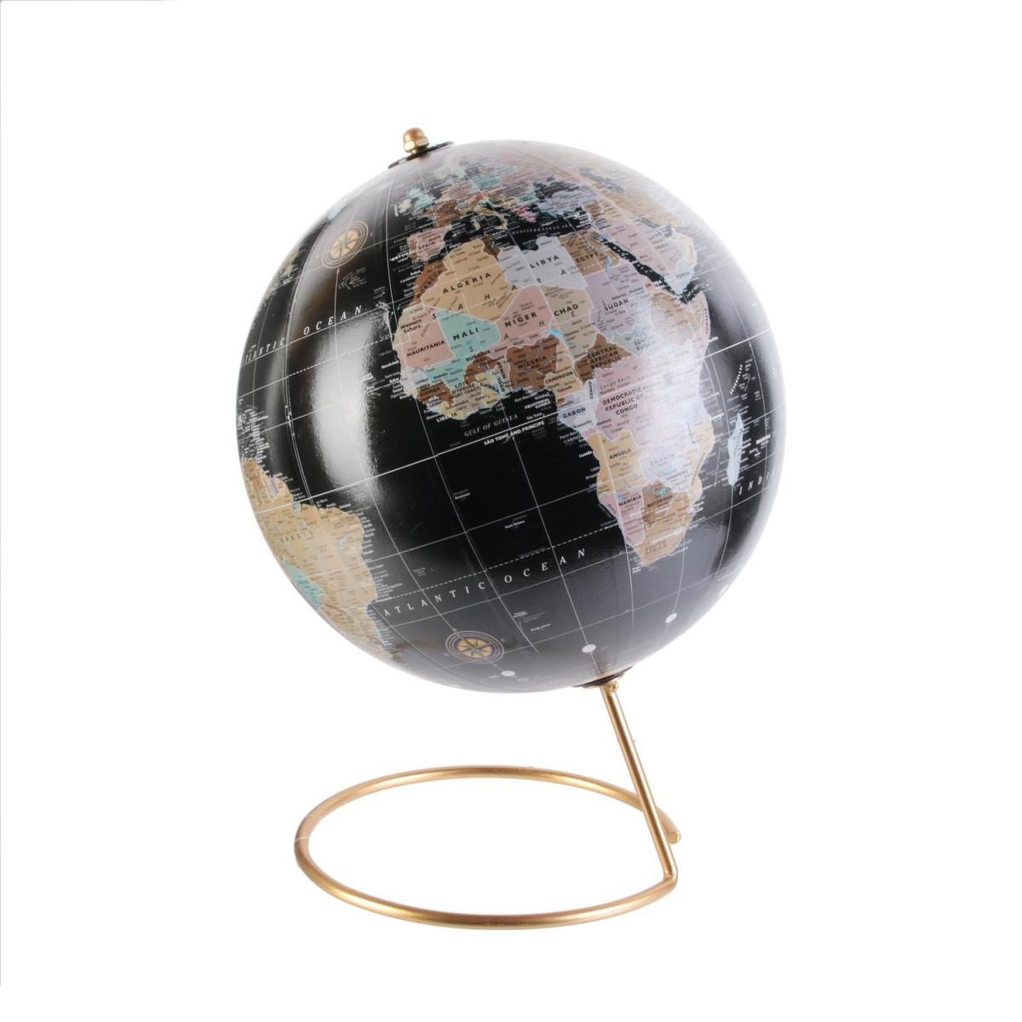 Voir la diapositive 2 : The Home Deco Factory Globe terrestre déco  world  29cm noir & or