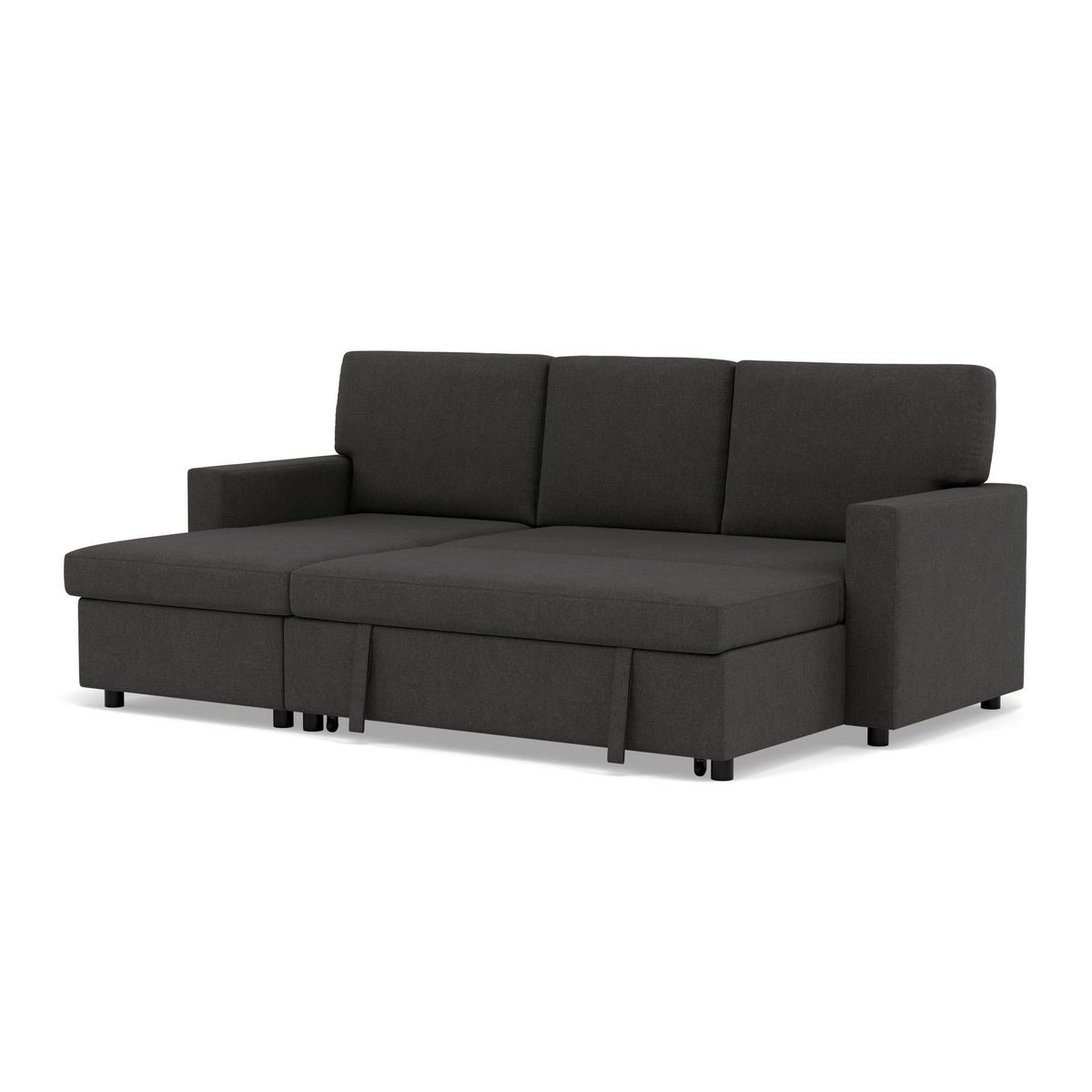 BEST MOBILIER Meiya - canapé d'angle réversible 4 places convertible avec coffre en tissu
