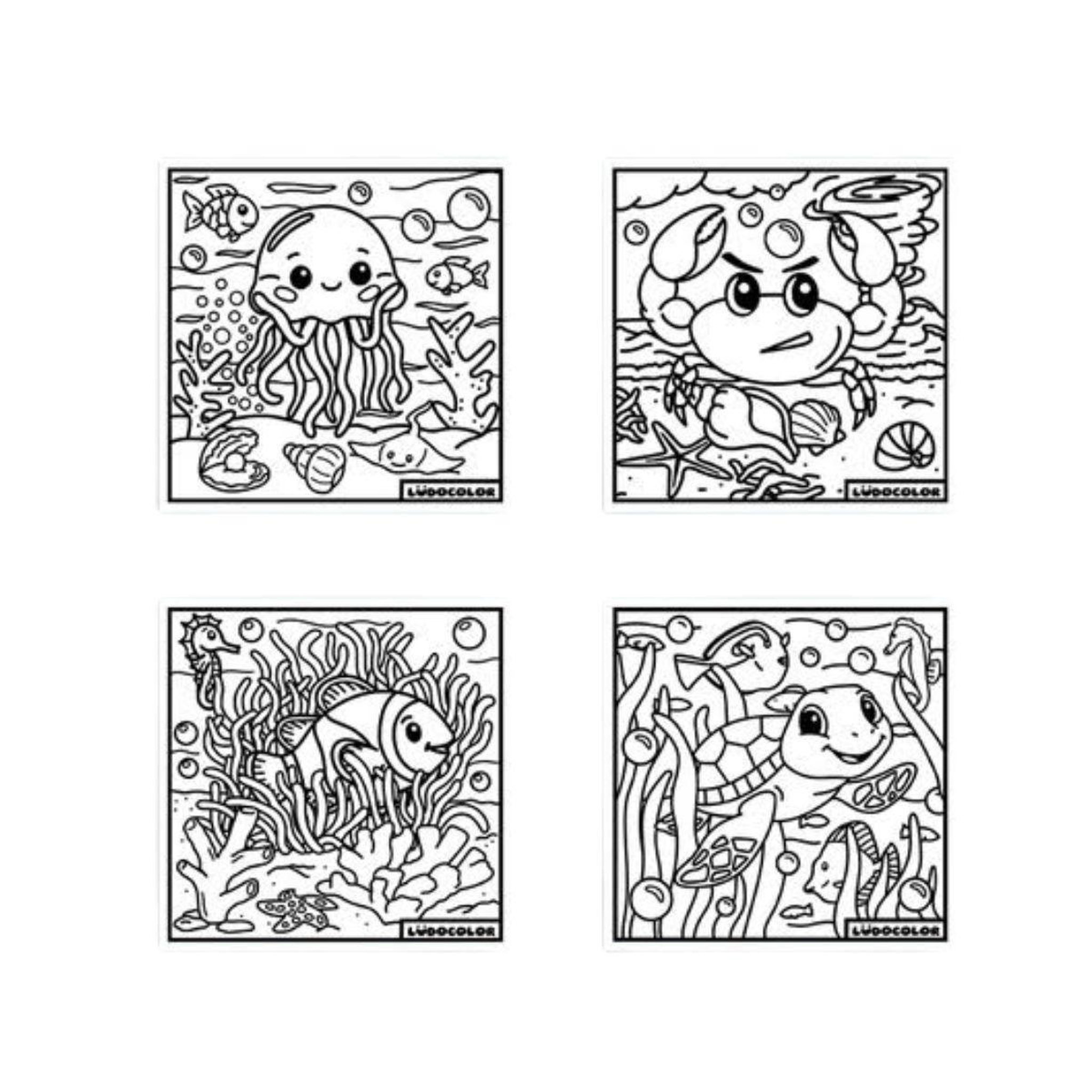 Voir la diapositive 2 : LUDOCOLOR Lot de 4 coloriages velours océan
