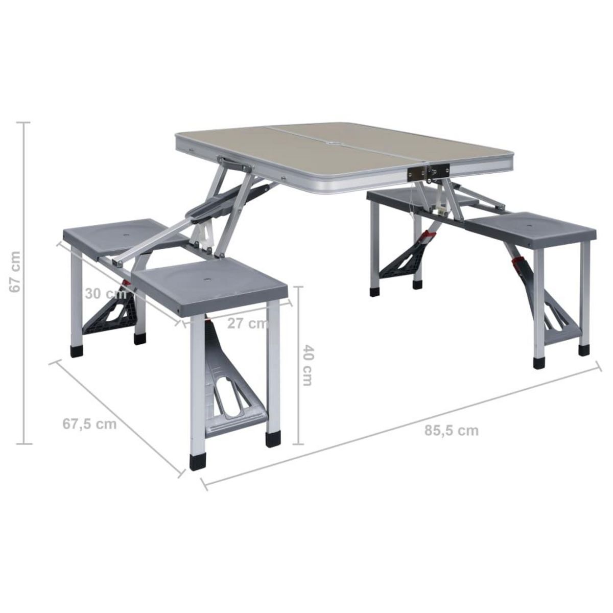 VIDAXL Table pliable de camping avec 4 sieges Acier Aluminium