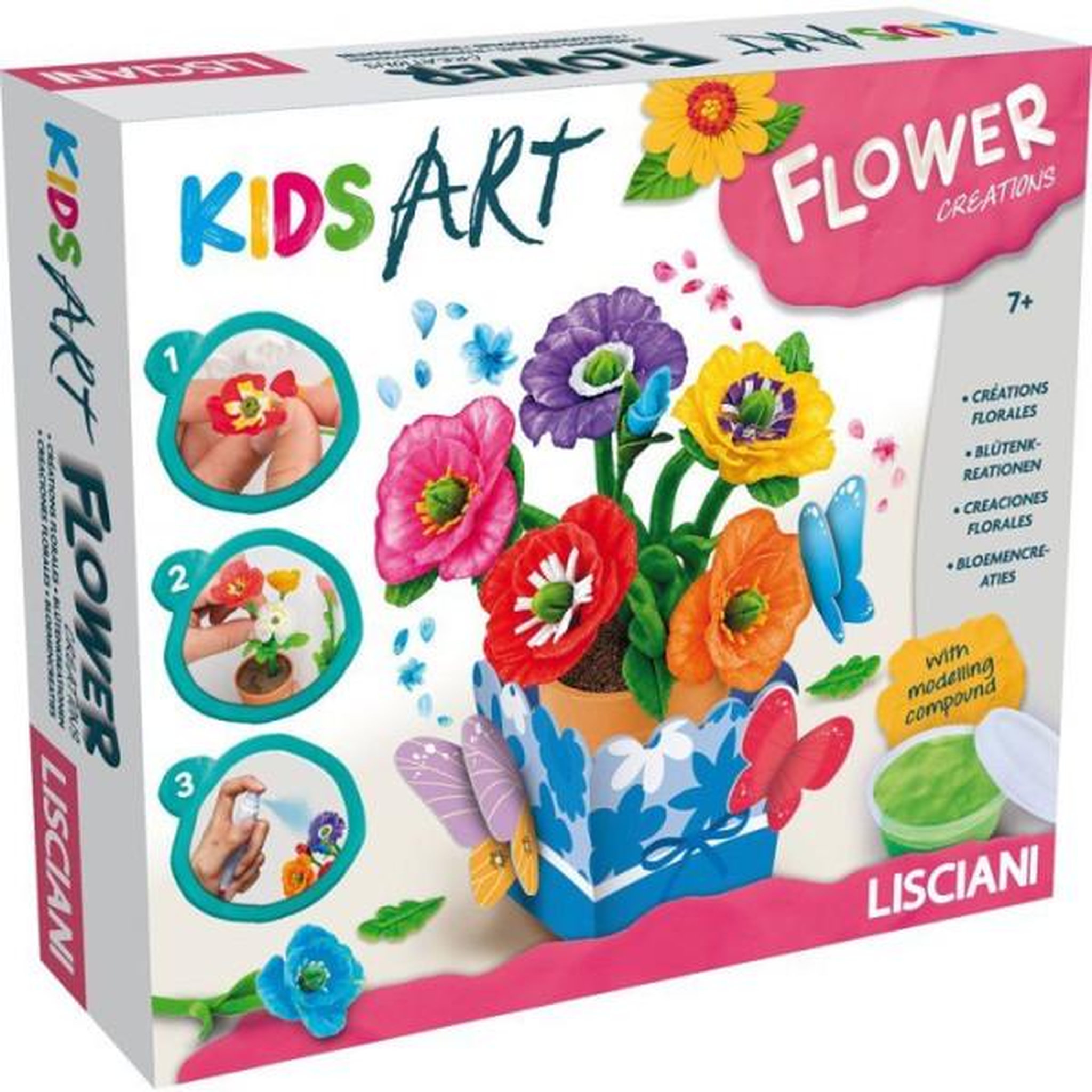 LISCIANI GIOCHI Coffret créatif - LISCIANI - Kids Art Créations Florales - Fleurs parfumées - Modelage créatif - Loisir manuel