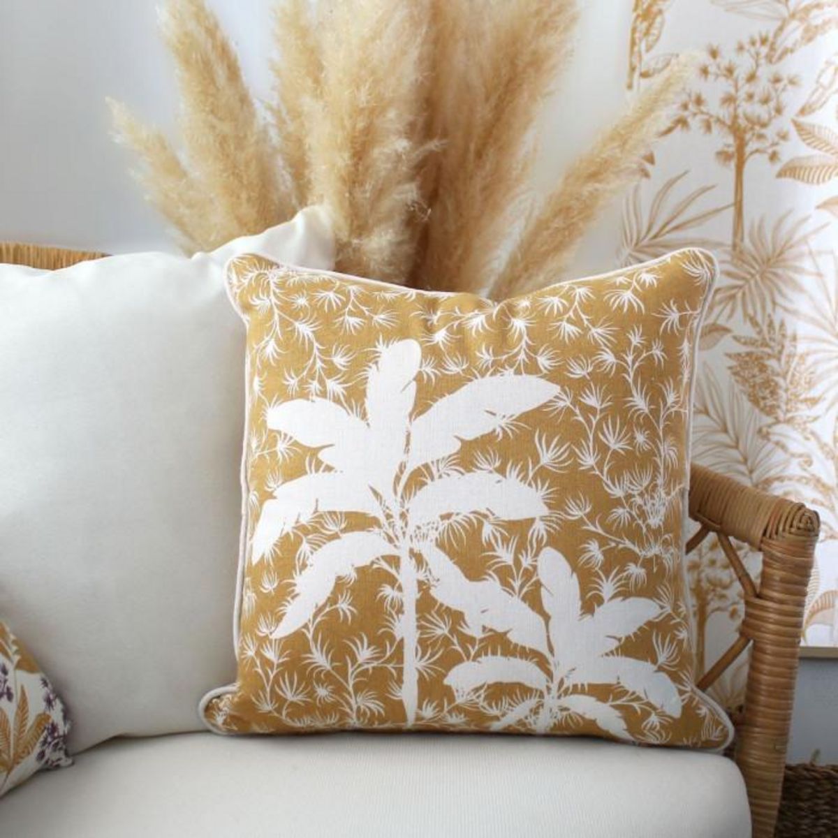 Paris Prix Coussin Déco à Motifs  Hévéa  40x40cm Jaune