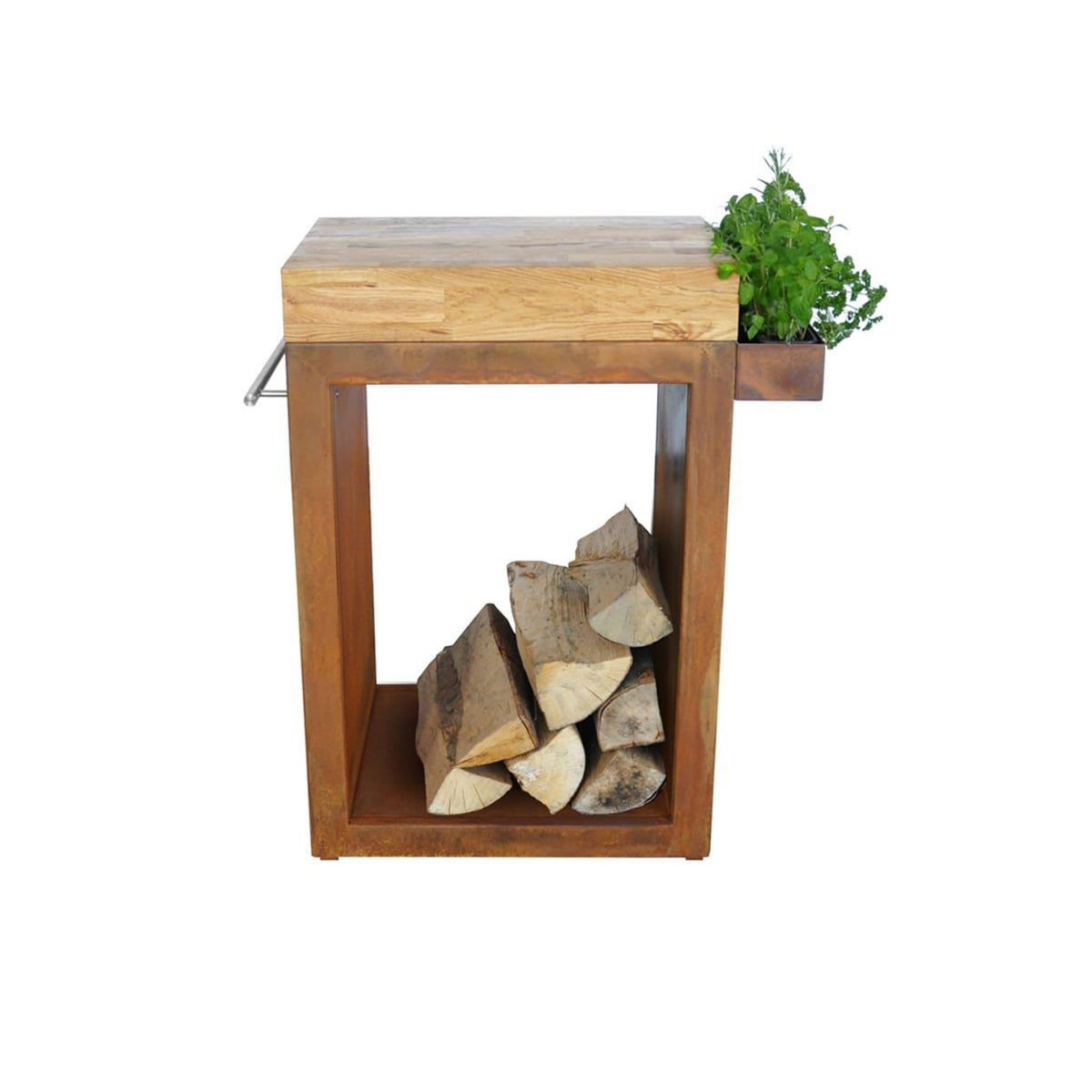 ARTISS DESIGN Meuble multifonction corten avec tablette bois 60 x 45 x 91 cm - Artiss