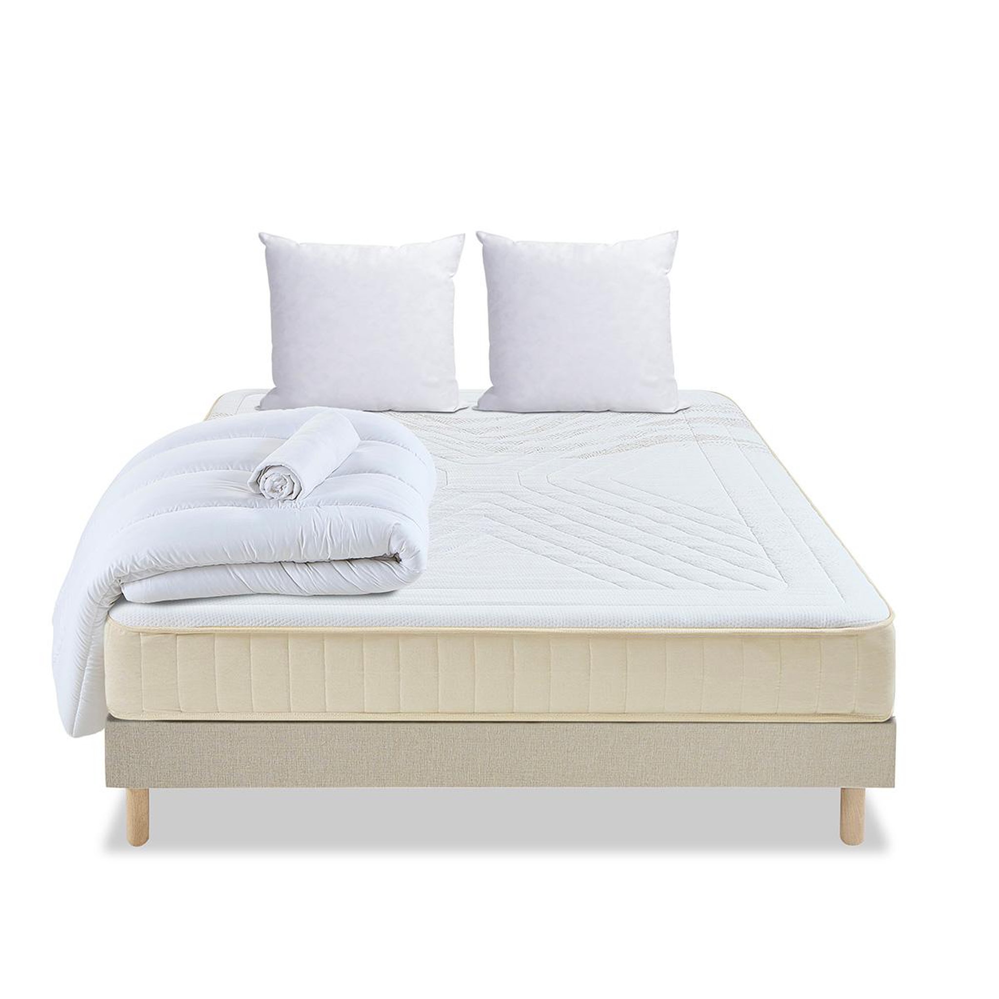 Voir la diapositive 1 : NUIT DE COTON Nuit de coton | pack prêt à dormir symphonie 2.0 | matelas mémoire de forme + sommier + accessoires
