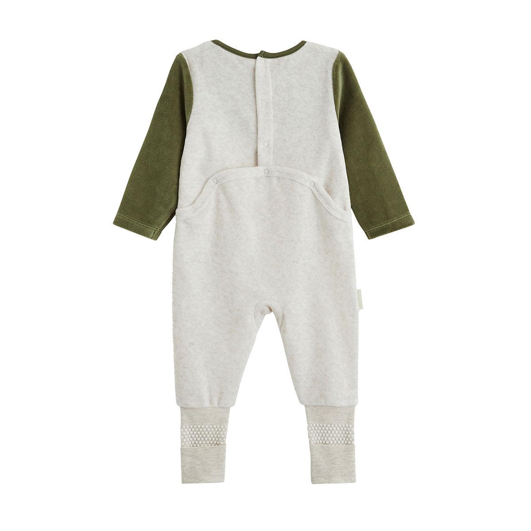 Voir la diapositive 2 : PETIT BEGUIN Pyjama bébé avec pieds retroussables en velours pistache