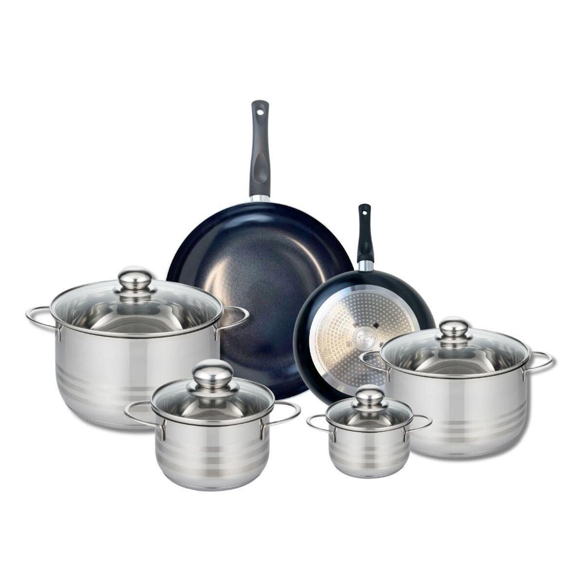 ELO Ensemble de 2 Poêles de cuisson 20 et 28 cm et 4 faitouts 12, 16, 20 et 24 cm Elo Prima Brillant