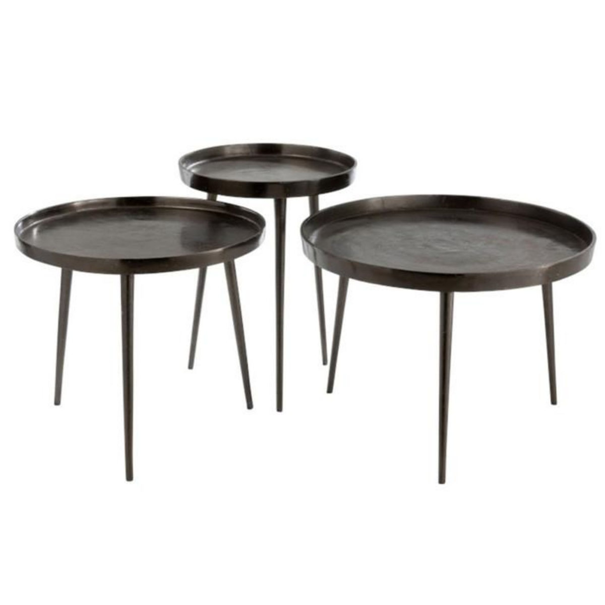 Paris Prix Lot de 3 Tables d'Appoint Rondes  Cario  61cm Gris