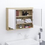 VIDAXL Armoire à miroir de salle de bain 80x15x60cm MDF Blanc et chêne
