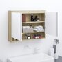 Voir la diapositive 1 : VIDAXL Armoire à miroir de salle de bain 80x15x60cm MDF Blanc et chêne