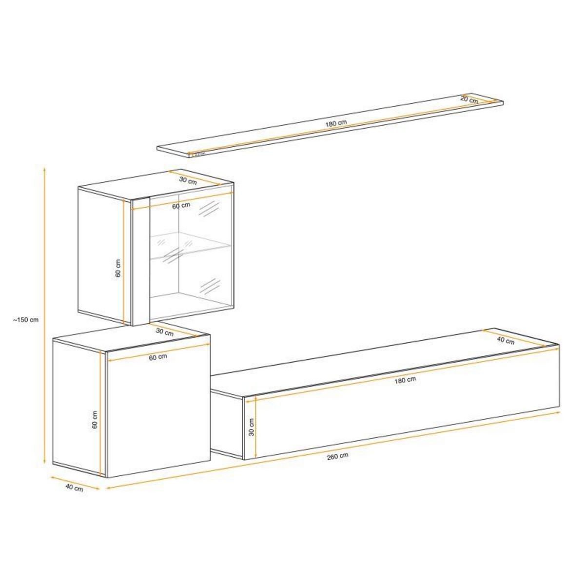 Paris Prix Meuble TV Mural Design  Switch XV  260cm Naturel