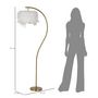 Voir la diapositive 6 : Paris Prix Lampadaire Imitation Plume  Semi Arc  170cm Or & Blanc