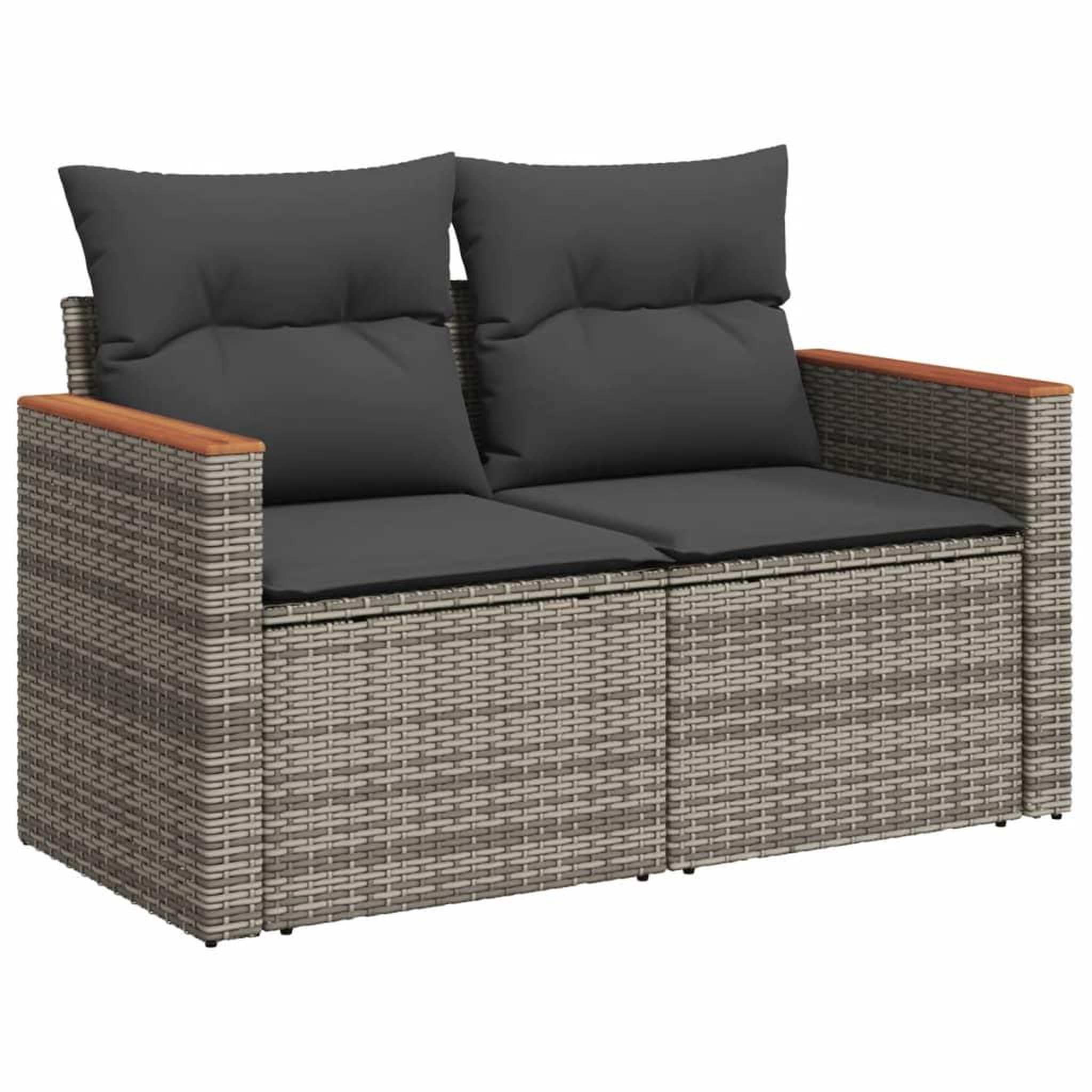 Voir la diapositive 3 : VIDAXL Salon de jardin 4 pcs avec coussins gris resine tressee