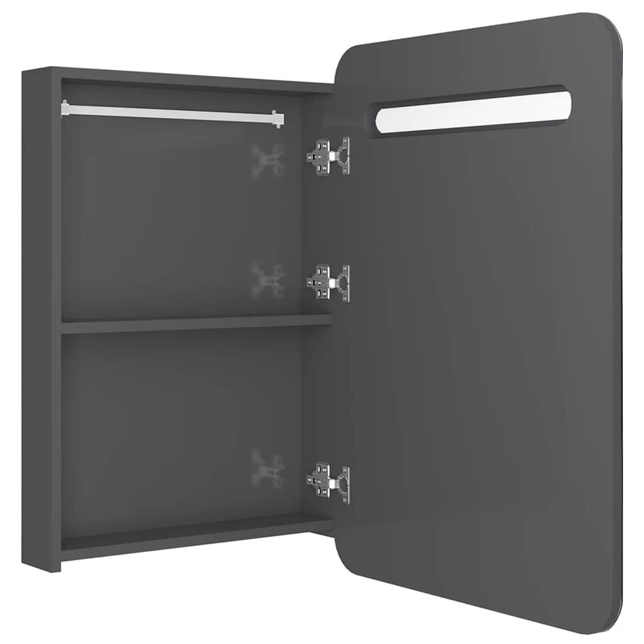 Voir la diapositive 5 : VIDAXL Armoire de salle de bain a miroir LED gris brillant 60x11x80 cm