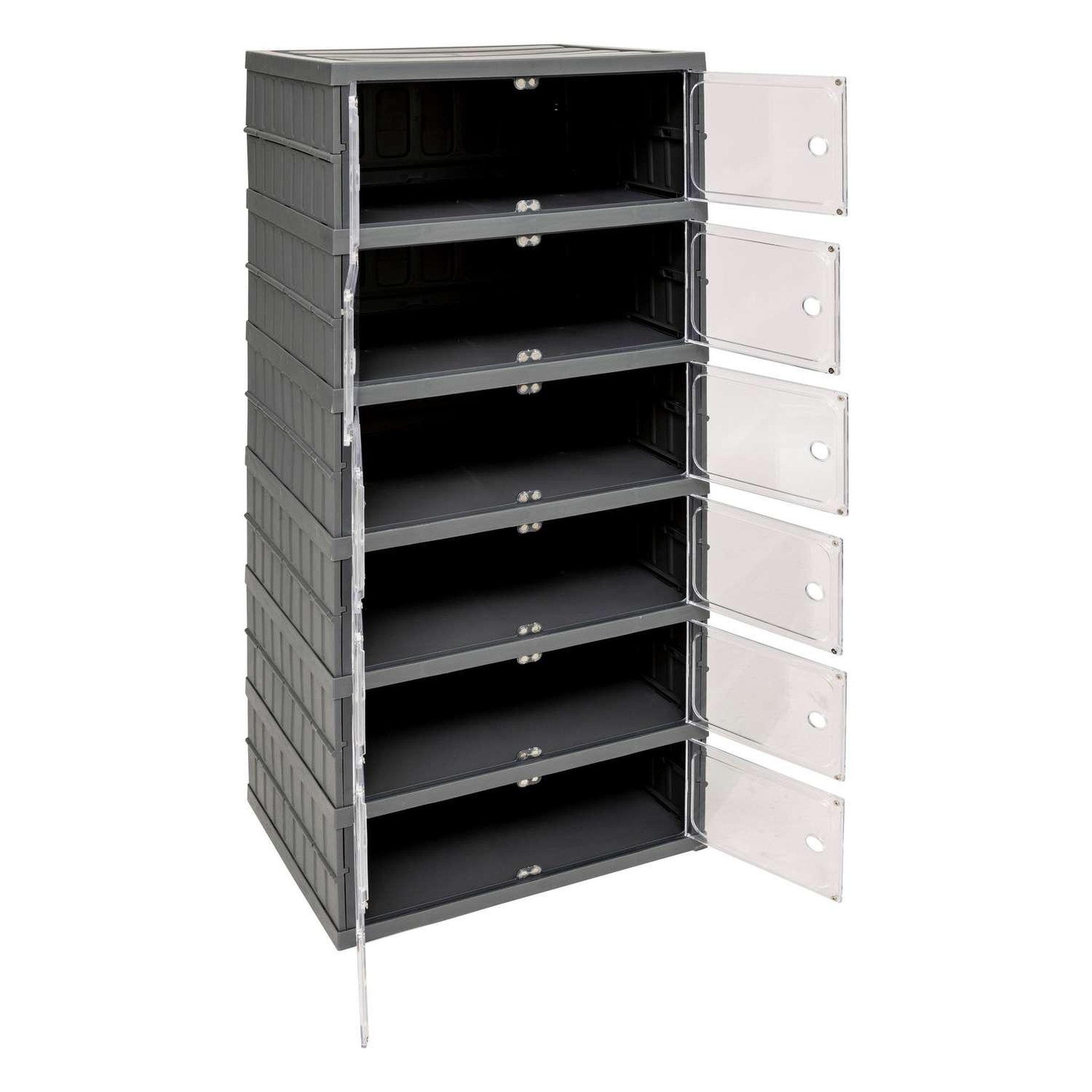 Voir la diapositive 4 : FIVE Tour de rangement pliable avec 6 étages en plastique - gris