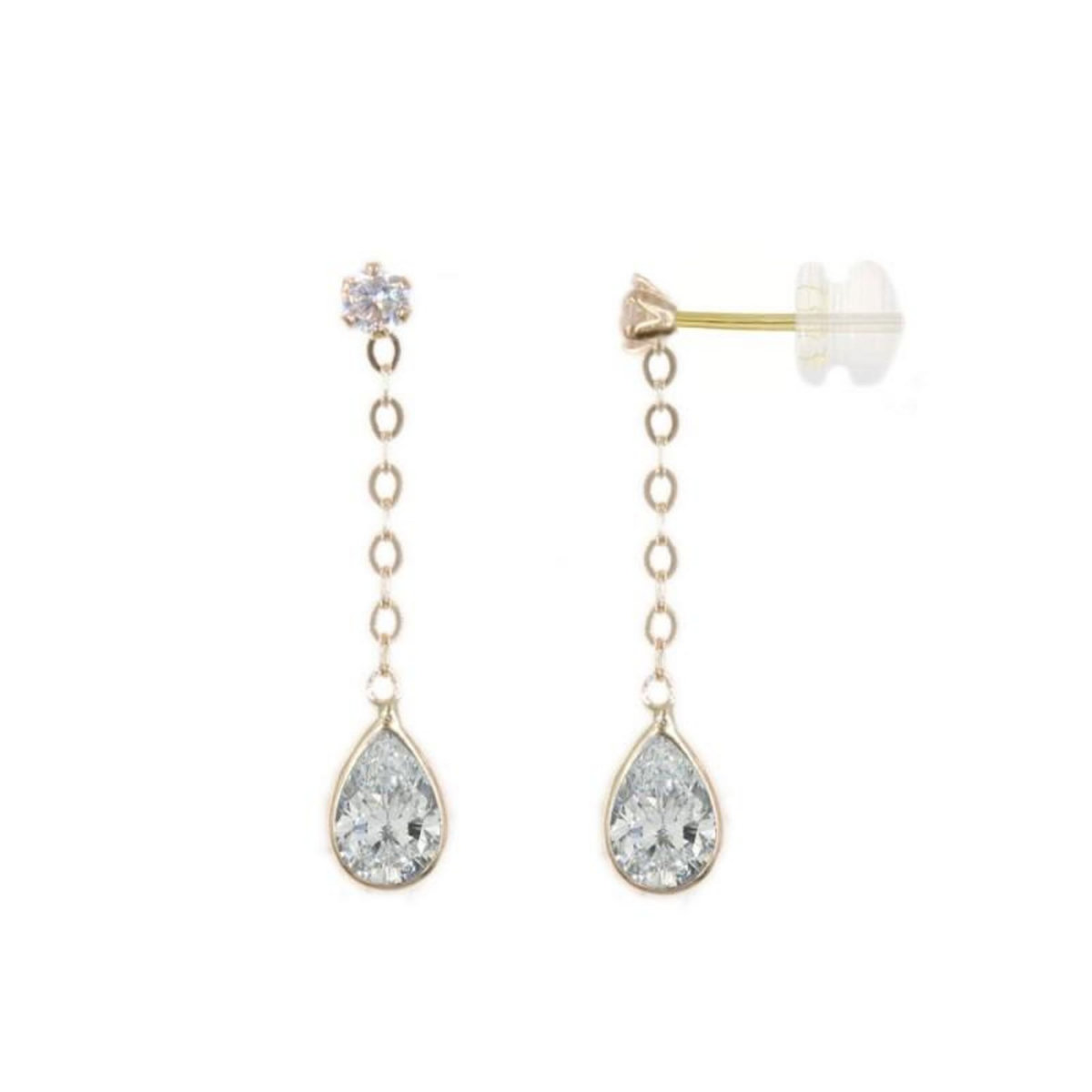 L'ATELIER D'AZUR Boucles d'Oreilles Or Jaune et Zirconium - Pendantes - Femme ou Enfant